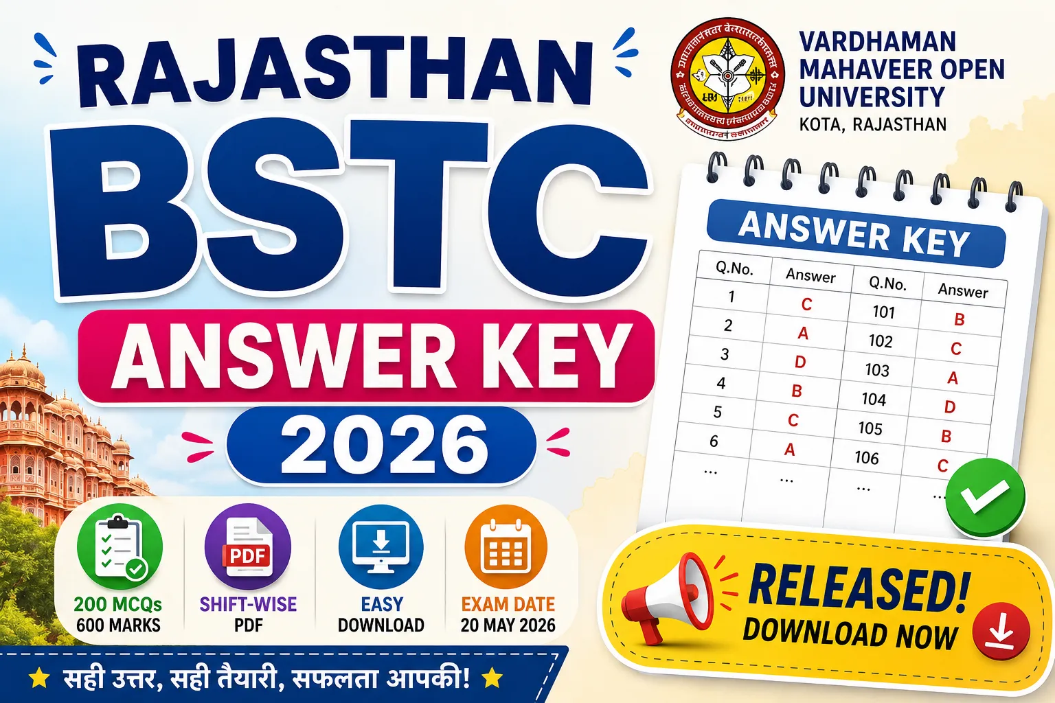 Rajasthan BSTC Answer Key 2026